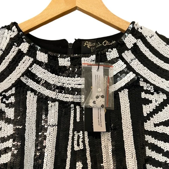 Alice Olivia Dress Jae‎ Sequin Sheath Sz 6 - Picture 8 of 16